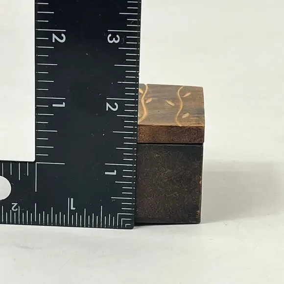 Safari Trinket Boxes Lot of 5 Vtg Hand Carved Wood Floral Vine Tribal Decor Leaf - Picture 11 of 11